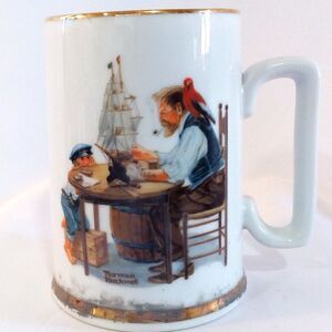 Norman Rockwell Museum Mug Cup "For a Good Boy" Gilded Sailboat Clipper Nautical